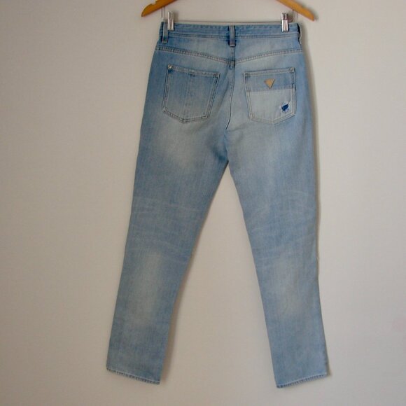 Guess Jeans Boy Fit Relaxed High Waist Distressed Grunge Punk Light Wash Size 25 - Picture 13 of 15